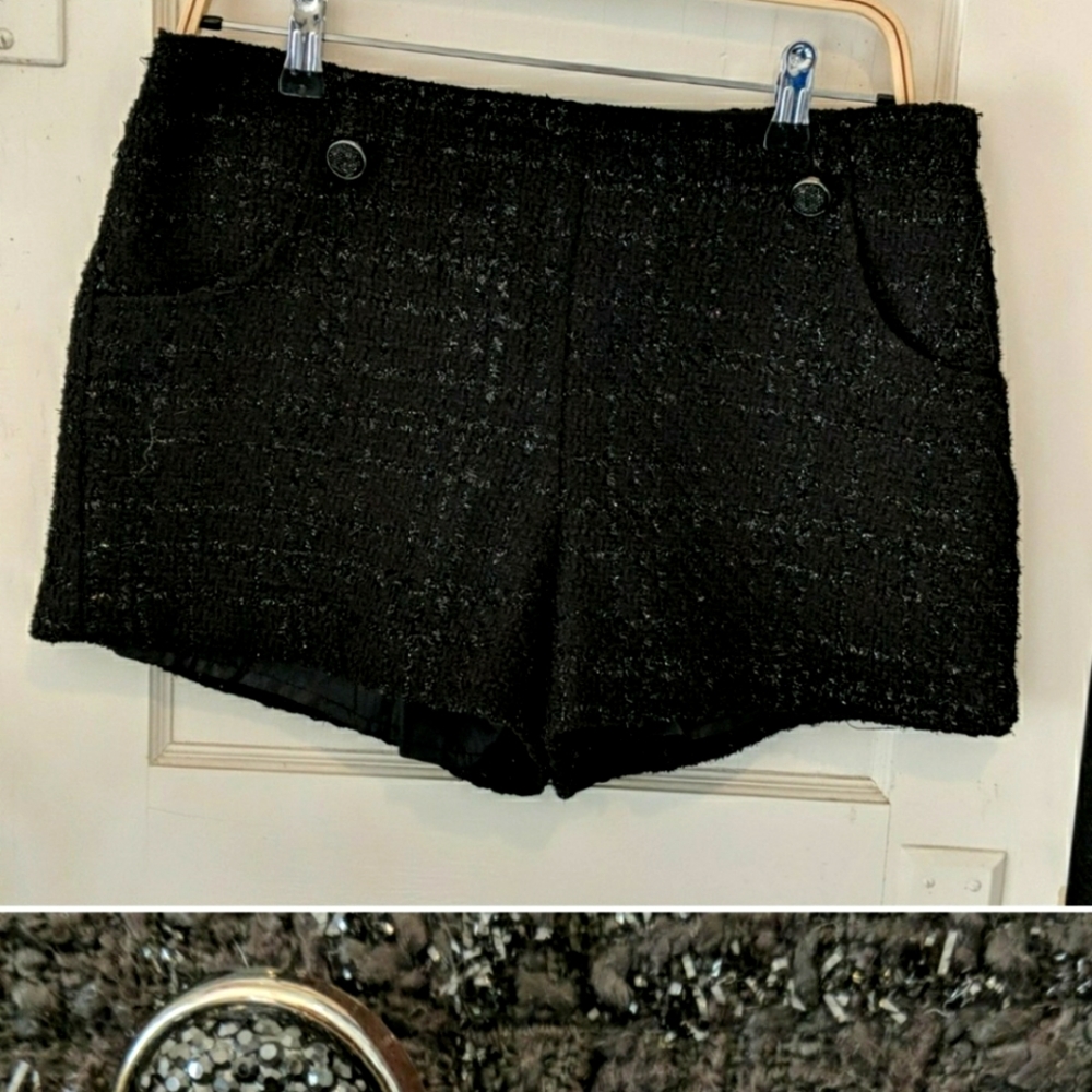 J lo Black Tweed and glittery Shorts